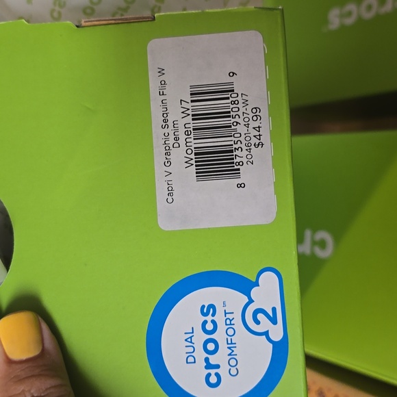 Crocs Blue Sequin Flip Flops - Picture 3 of 4